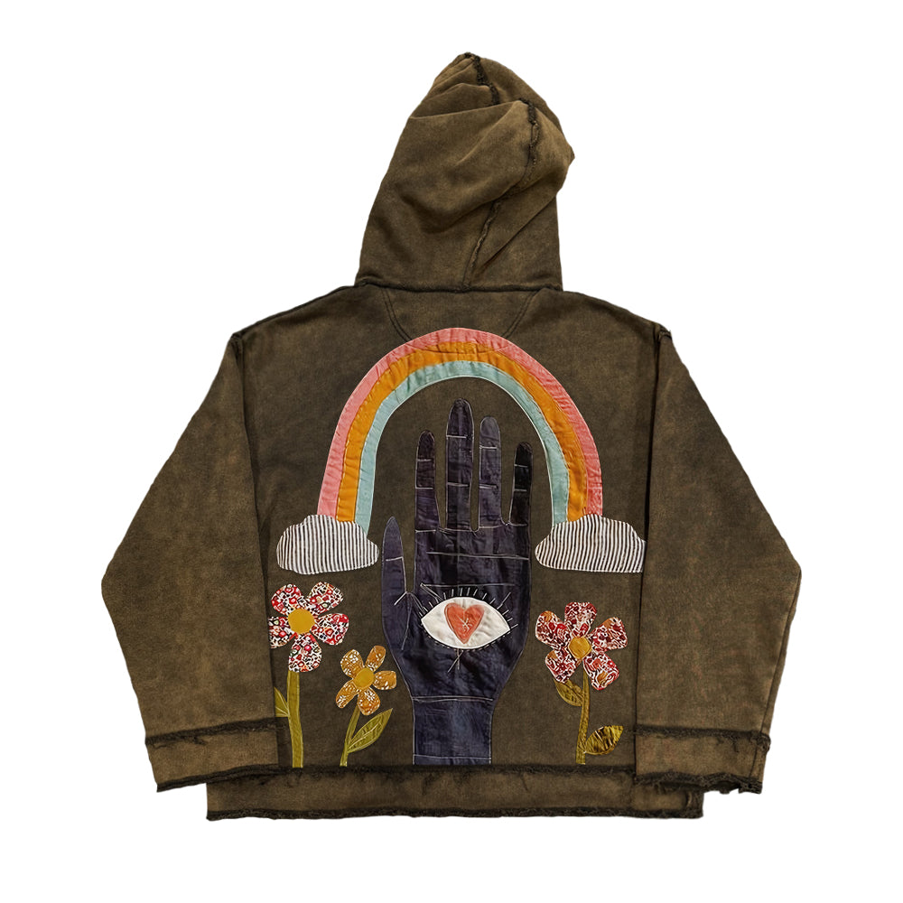 Artist Patchwork High-End Hoodie – Creative Mottled Texture Streetwear (Unisex)