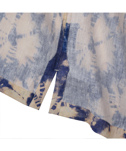 Summer New Hawaiian Print Sleeve Shirt 70% Tencel 30% Linen Shirt Japanese Retro Loose Shirt for Men