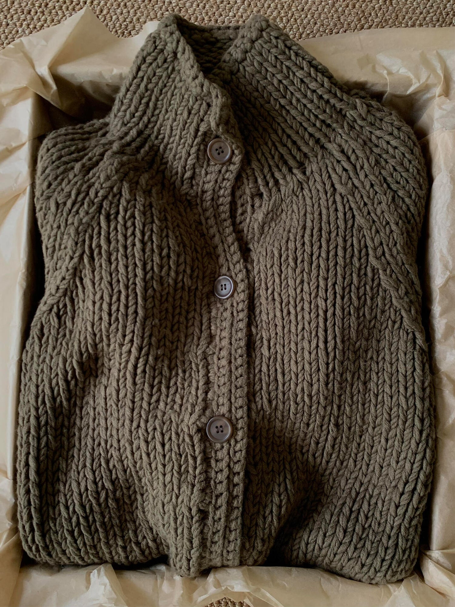 Retro Mustard Green Cable-Knit Half-Turtleneck Cardigan – High-Grade Cozy Luxe for Women