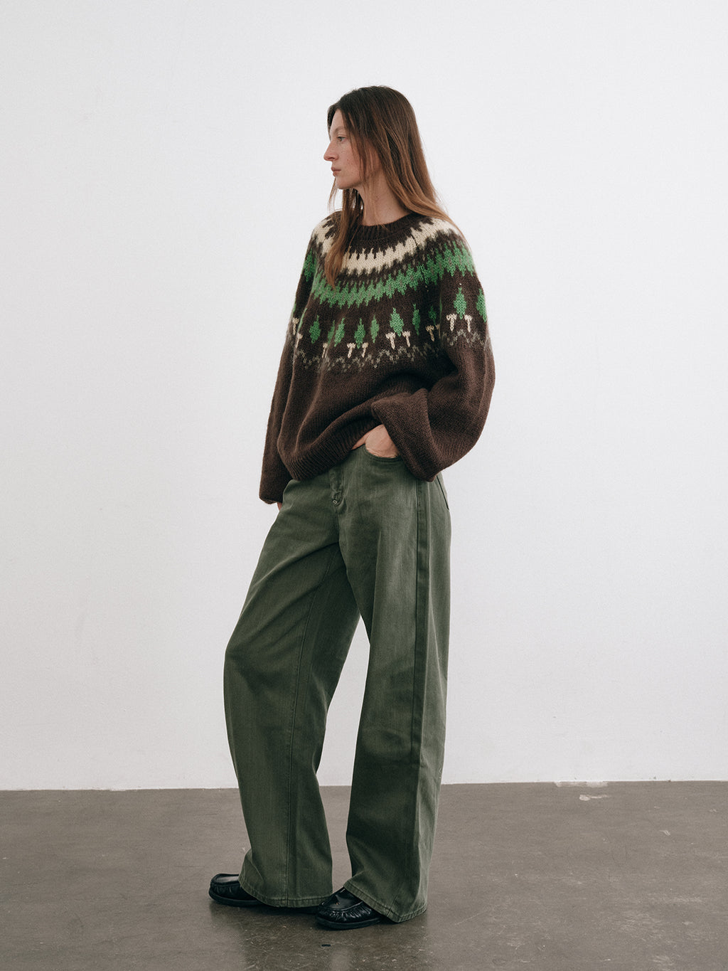 Shyshy Natural Color Block High-Price Mohair Fair Isle Sweater for Women Autumn Winter High-End Loose Pullover Top