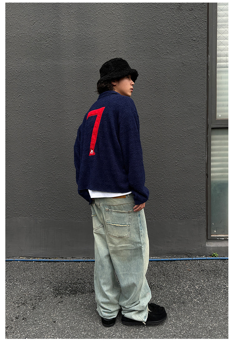 Remedy Inge Sheep” Embroidered Unisex Sweater – American Turn-Down Collar Spring/Autumn Knit