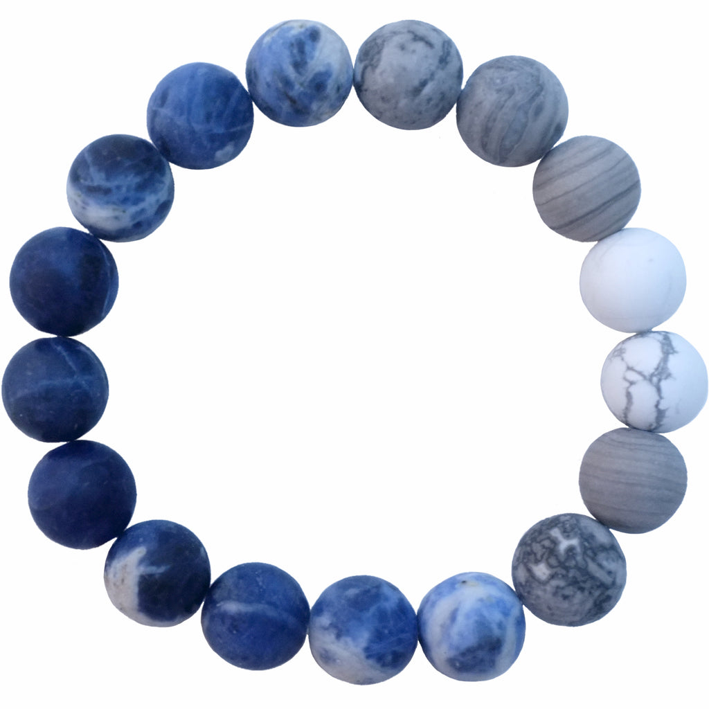 Original Planet Blue Vein Stone Bracelet Gradient Matte Stone Couple Artistic Mountain Sea Natural Bracelet
