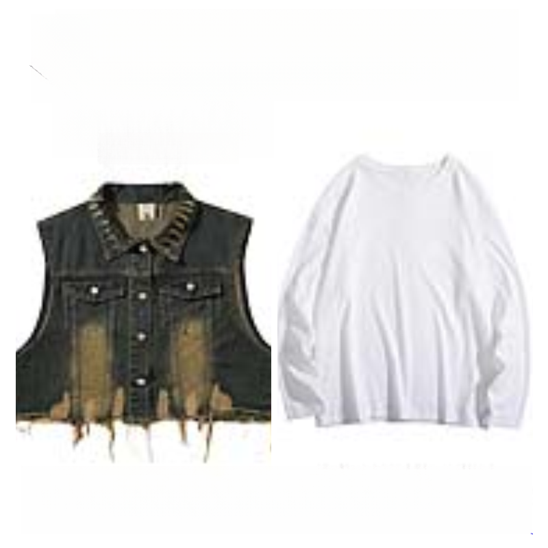 Vintage Distressed Turn-Down Collar Short Fringe Raw Edge Denim Vest Men's Functional Style Workwear Stylish Vintage Vest