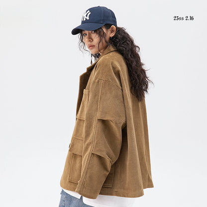 Hold Color American City Boy Corduroy Suit - Multi-Pocket Blazer (Unisex)