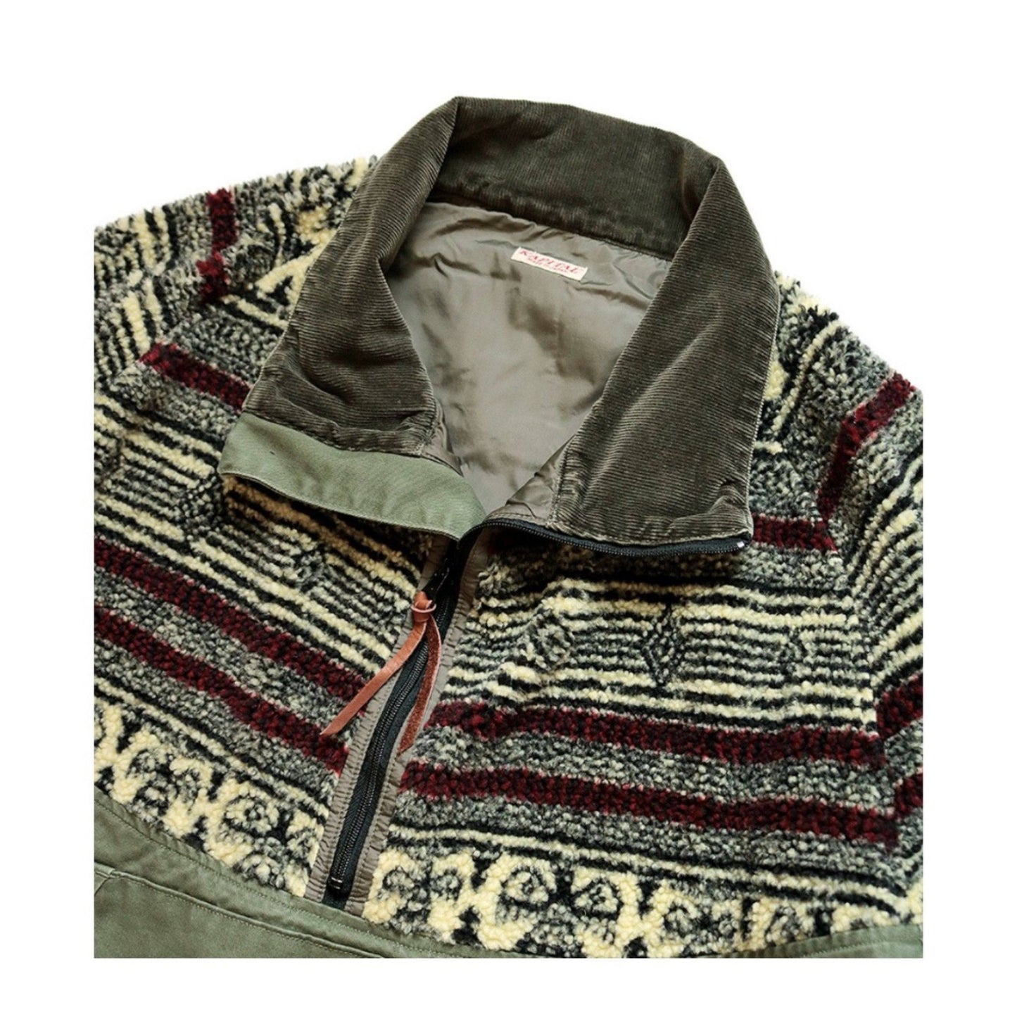 Japanese Lambswool Patchwork Workwear Jacket - Half-Turtleneck Coat (Unisex)