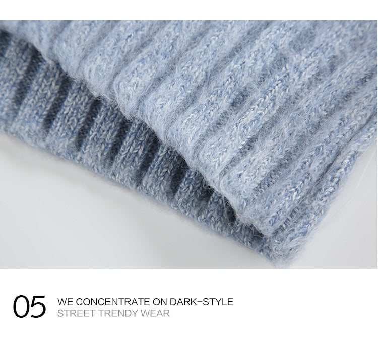 GPstudio American Style Trendy Brand Seahorse Wool V-Neck Sweater for Men Spring Melad Brown Lazy Top Knitted Shirt