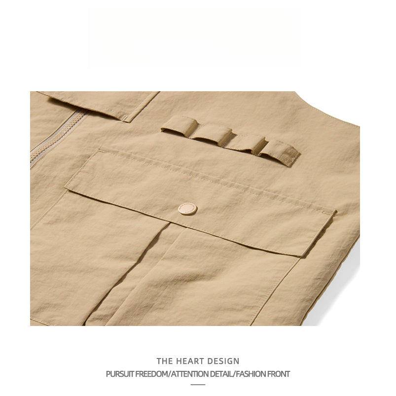 Unisex Convertible Workwear Vest – Textured Woven Multifunctional Top & Single Shoulder Bag – High Street Trendy Brand