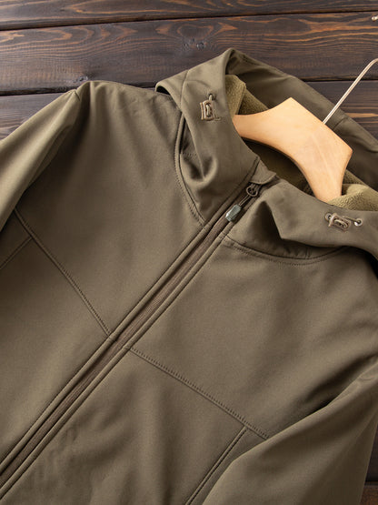 Men's Premium Fleece Thermal Soft Shell Jacket - Autumn Windproof Waterproof Thickened Hooded Coat