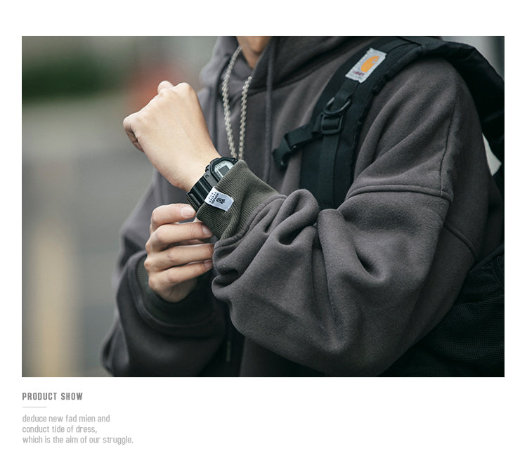 Unisex Vintage Fleece Hoodie - Hong Kong Style Thickened Loose Couple Sweatshirt