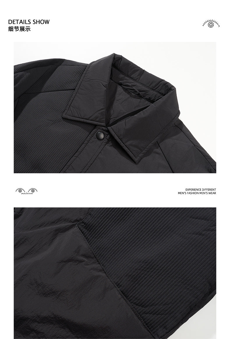 Men's Korean High-End Retro Patchwork Down Jacket - 90% Duck Down Shirt-Style Lightweight Winter Coat