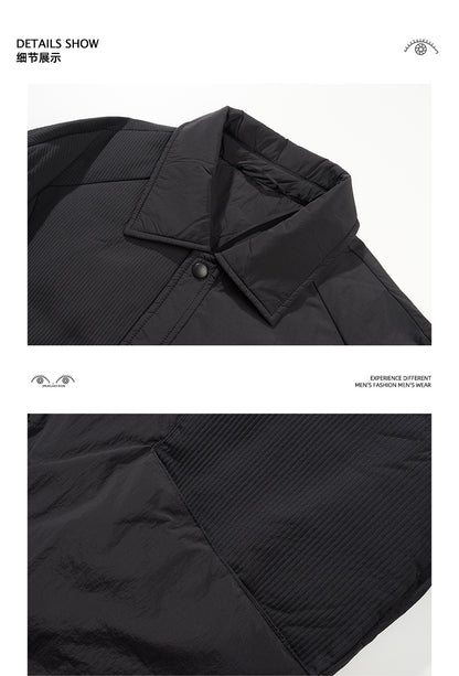 Men's Korean High-End Retro Patchwork Down Jacket - 90% Duck Down Shirt-Style Lightweight Winter Coat