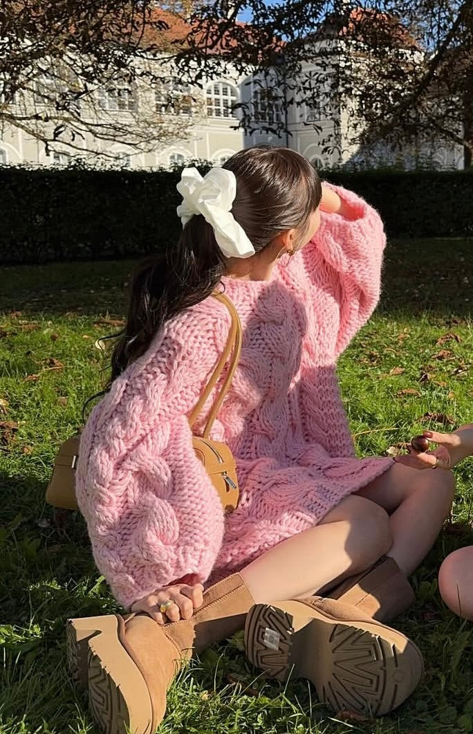 Loose Casual Lazy Style Thick-Yarn Cable Knit Sweater – Oversized Elegant Design (Unisex)