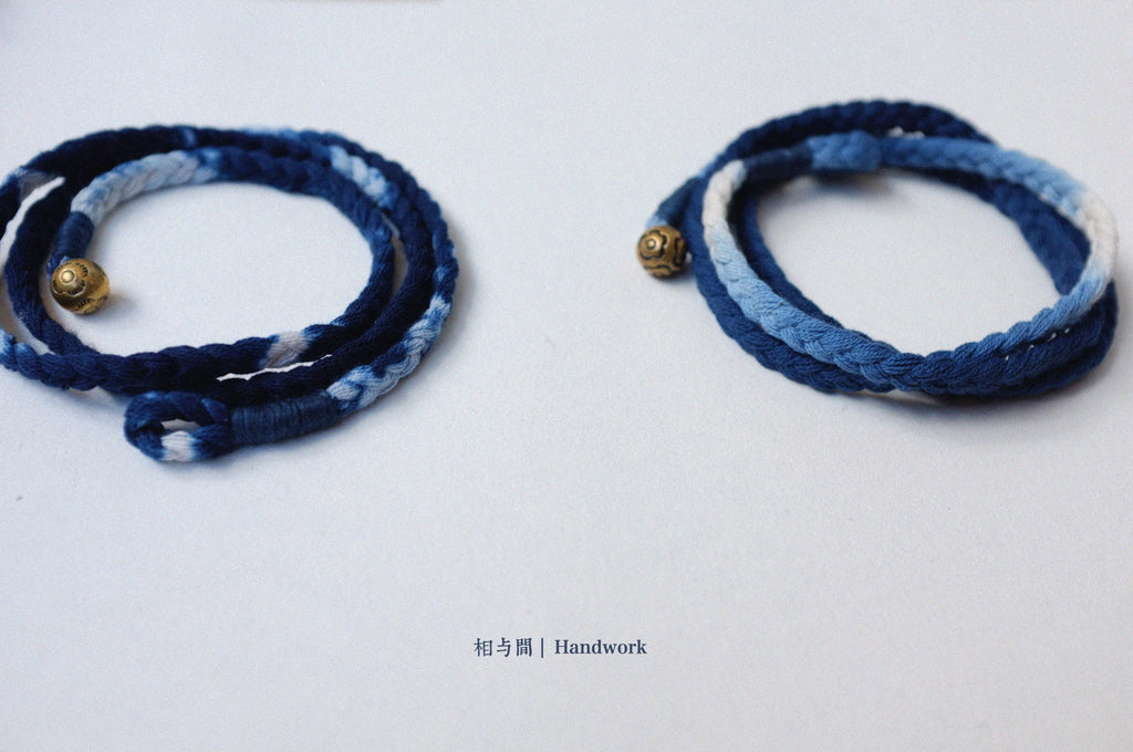 Original Blue Dyed Bracelet Chinese Retro INDIGO Tie-Dye Bracelet Multi-Turn Three-Strand Braided Couple Bracelet