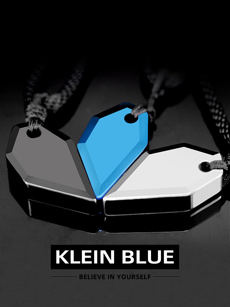 Klein Blue Men's Necklace Light Luxury Niche High-end Sense Cool Sweater Chain Trend Lucky Pendant Tungsten Pendant
