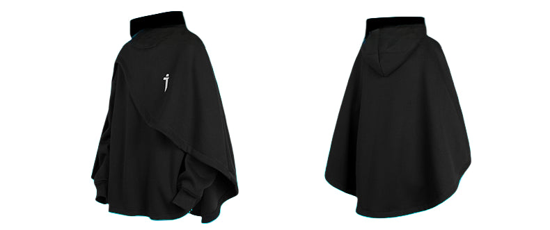 High-Neck Hooded Sweatshirt – Autumn/Winter Loose “Two-Piece” Layered Cape Jacket for Men