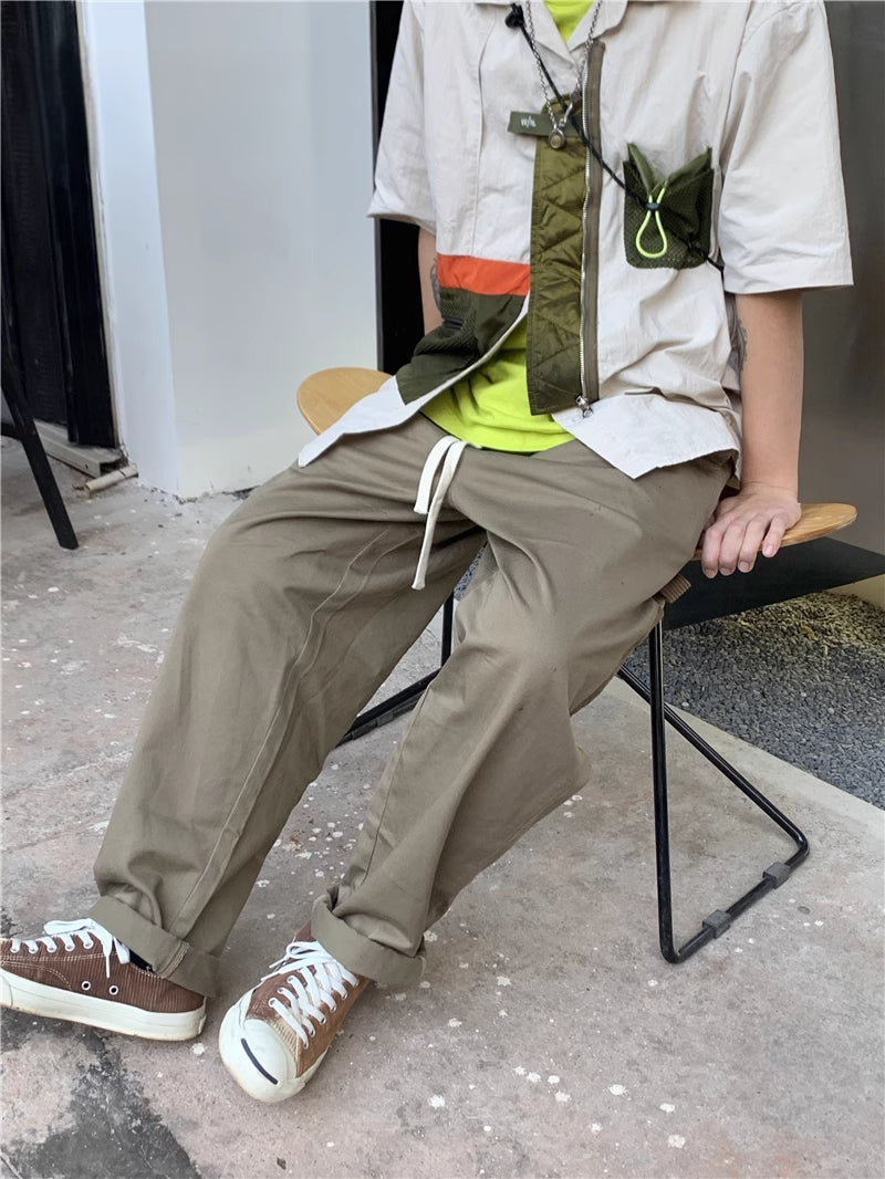 Japanese Cityboy Fashion Brand Loose Street Leisure Corduroy Trousers Washed All-Matching Straight Couple Overalls