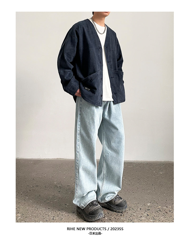 Jacket Cardigan Denim Coat Spring New OOTD Outfit Retro Men's Top