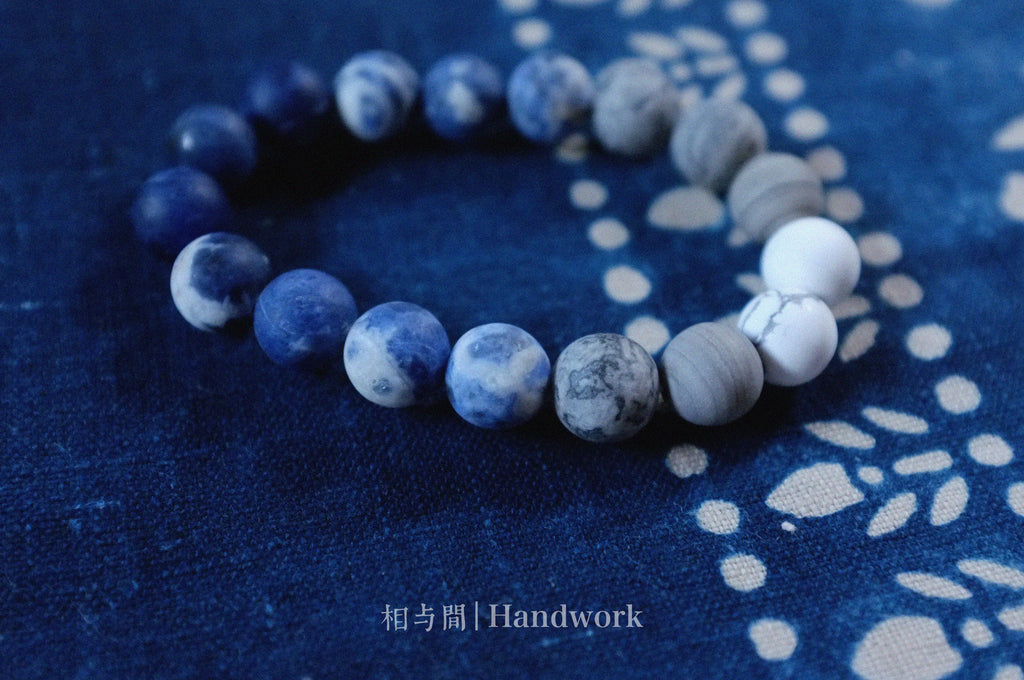 Original Planet Blue Vein Stone Bracelet Gradient Matte Stone Couple Artistic Mountain Sea Natural Bracelet
