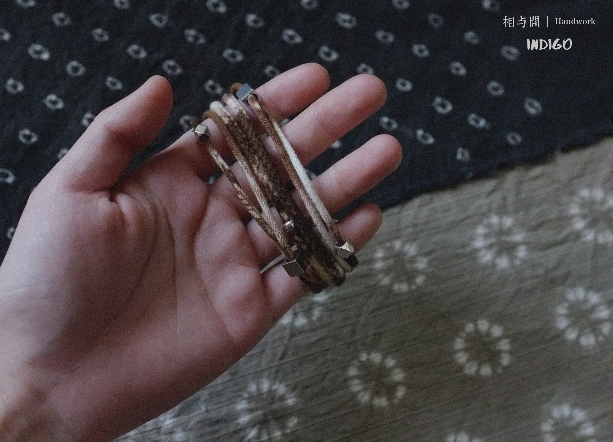 Original Design Multi-Layer Plant Dyed Cotton and Linen Handmade Bracelet 925 Silver Niche Tie-Dye Couple Bracelets