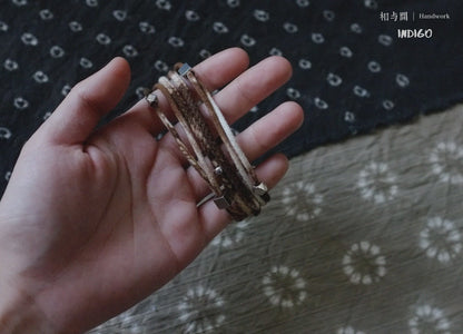 Original Design Multi-Layer Plant Dyed Cotton and Linen Handmade Bracelet 925 Silver Niche Tie-Dye Couple Bracelets
