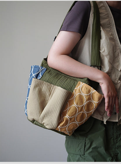 Original Patchwork Large Capacity Crossbody Bag Retro New Chinese Style Embroidered Tote Bag for Women