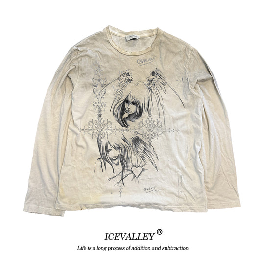 Melanin “Dirty” Millennium Campus Teen Long-Sleeve Tee – Y2K Retro Illustration Style