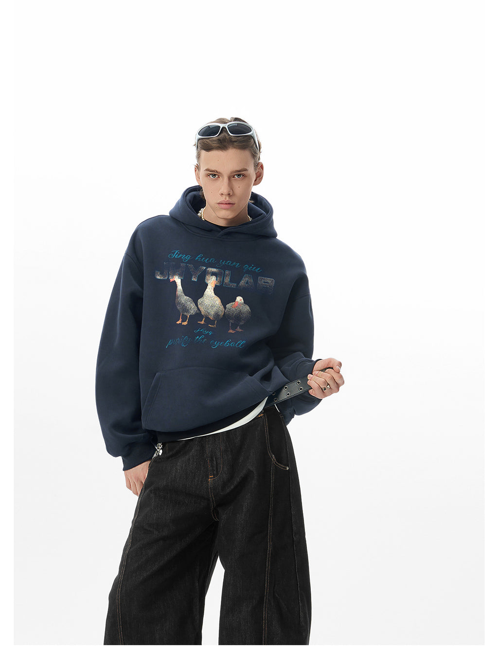 “Good Luck” Duck Hoodie – Oversized Streetwear Couple Style in a Relaxed American Cut