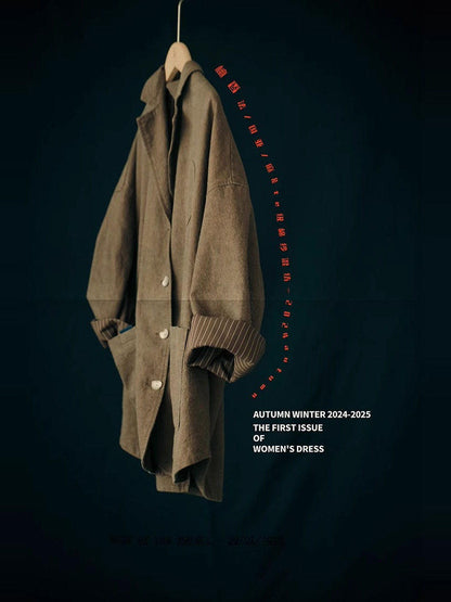 Traditional Loom Linen Blazer - Three-Dimensional Cut Casual Jacket (Women)