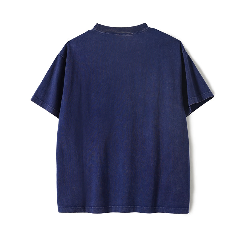 Hand-Embroidered 3D Smiley Face Cotton Tee – Vintage Crewneck Short Sleeve, Casual Unisex