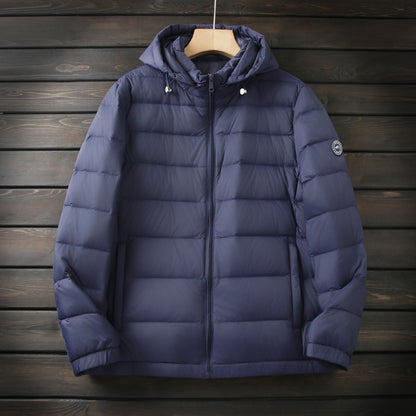 Men's Export Overstock Lightweight Hooded Down Jacket - Autumn Winter Warm Short Cold-Proof Coat
