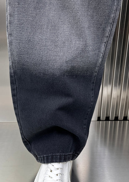 Men's 2025 Spring Japanese Retro Gradient Washed Jeans - Street Style Patchwork Straight Pants