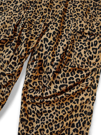 25AW Japanese Retro Casual Leopard Print Cargo Paratrooper Pants Casual Long Pants