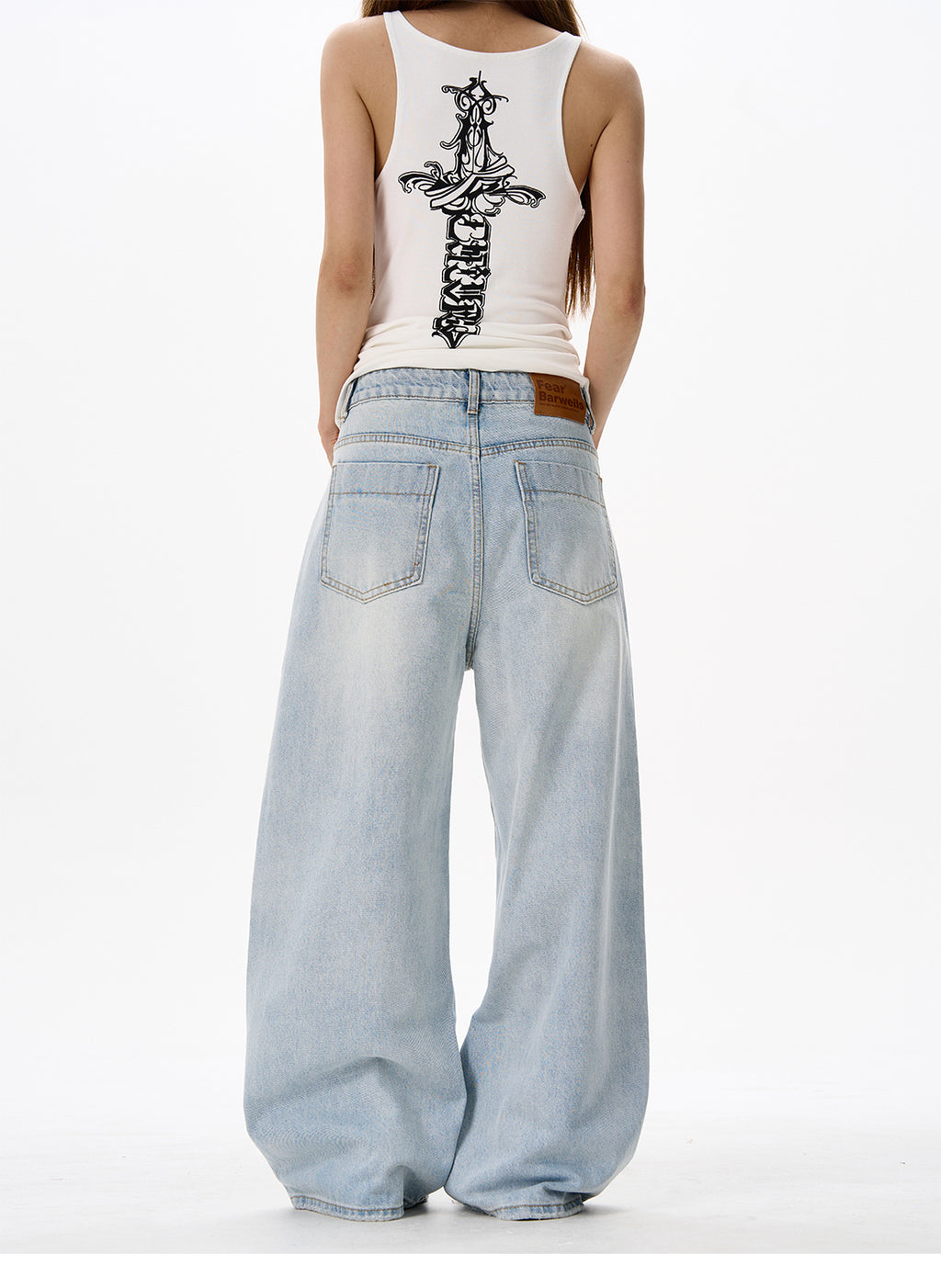 American Style Distressed Light Blue Jeans Trendy Brand Men's Cool Street Style High-End Pants