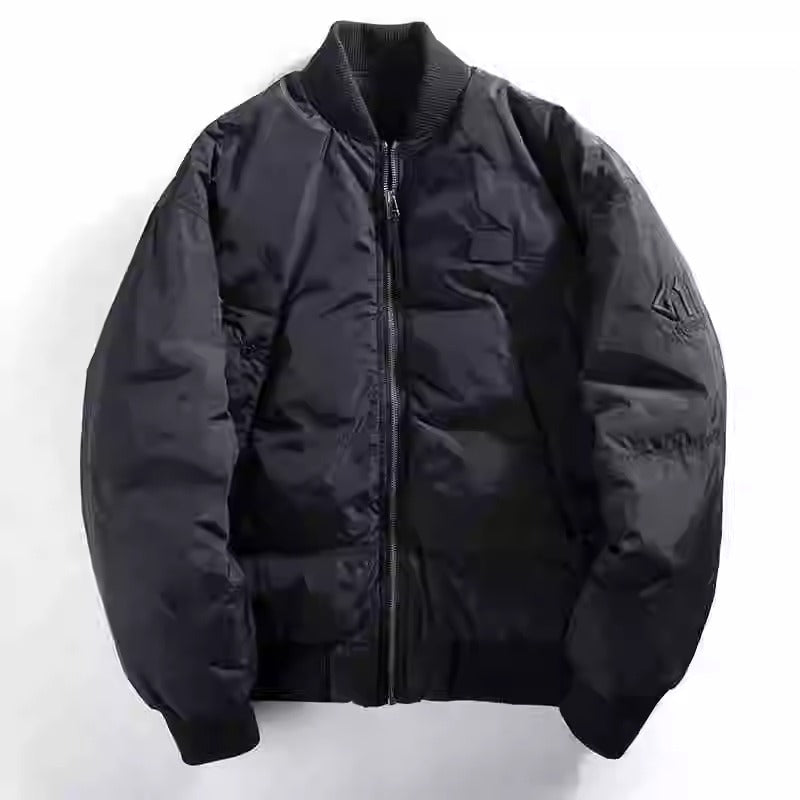 Men's High-End American Style Cotton Jacket - Autumn Winter Thickened Warm Casual Work Baseball Coat