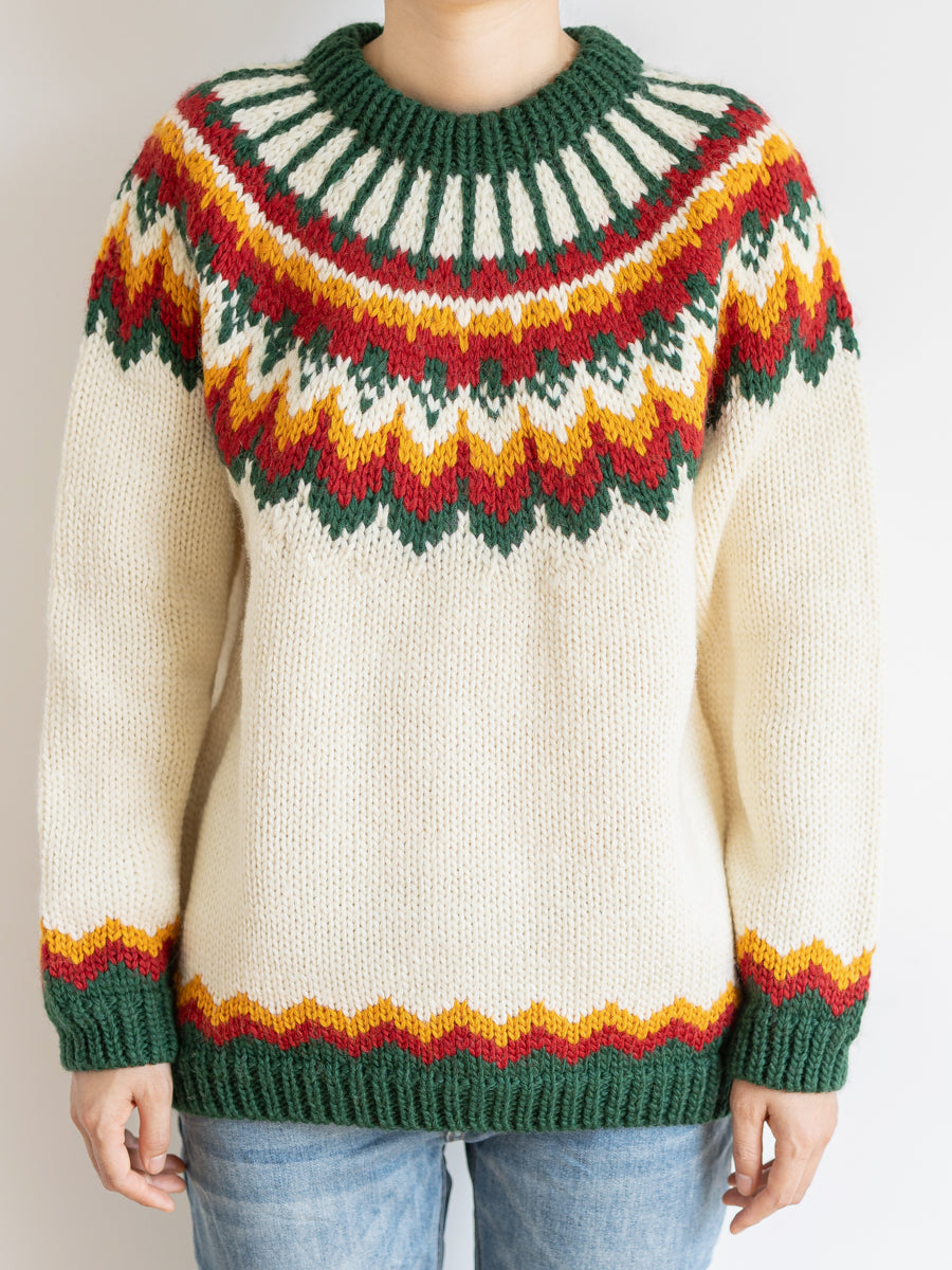 Handmade Icelandic Sweater Women Pullover Basic Unisex Loose Nordic Retro Wide Knit College Style Travel Photography Niche