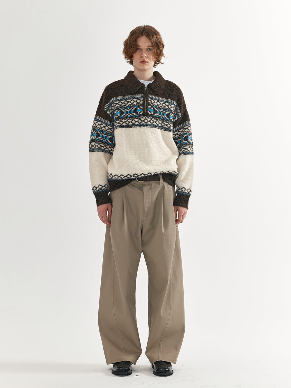 Coke Life Carpem Unisex Retro Fair Isle Sweater Jacket - Autumn Wool Zipper Loose Lazy Style Top