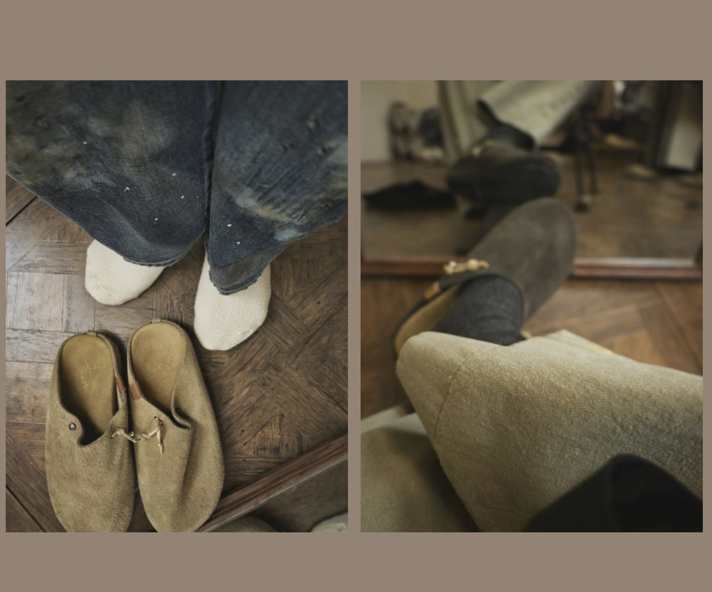 Sonofloong Retro Genuine Leather Mules - Silver Buckle Thick-Soled Cork Birkenstock Style