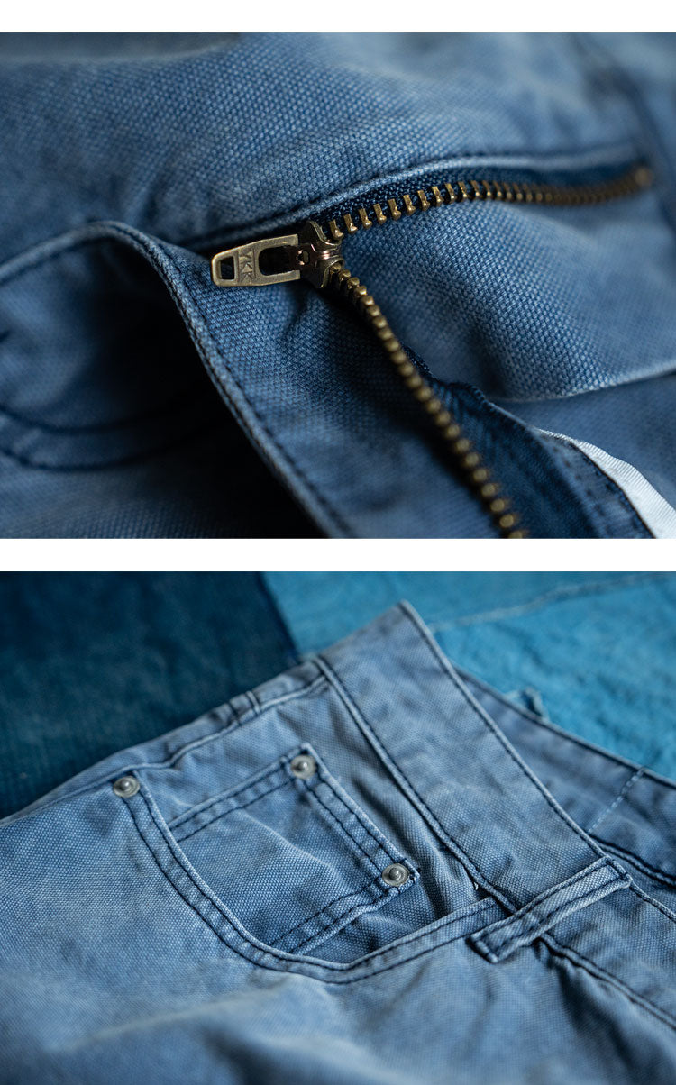 Japanese Retro Washed Beaded Canvas Work Pants – Loose Wide-Leg Unisex