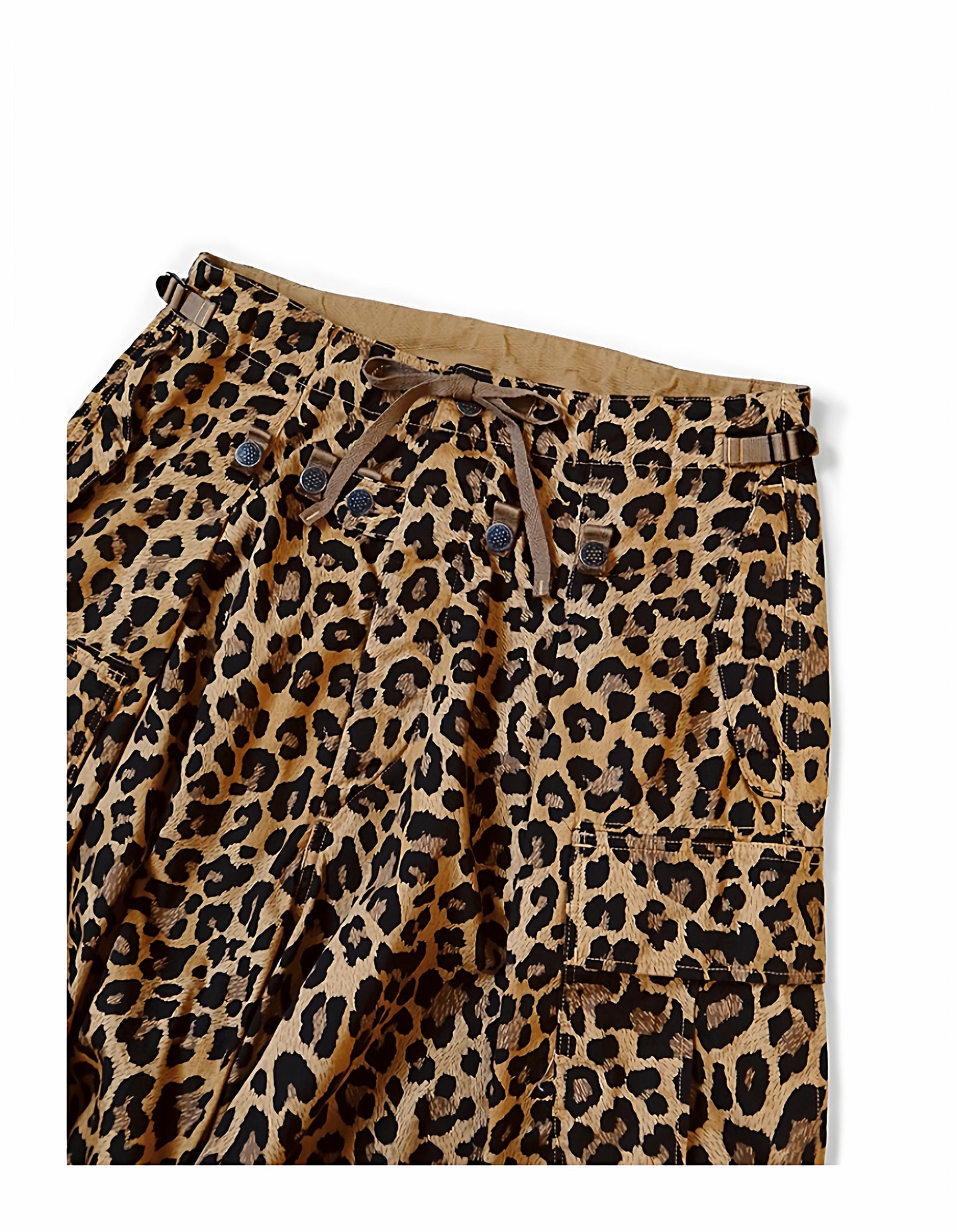 25AW Japanese Retro Casual Leopard Print Cargo Paratrooper Pants Casual Long Pants