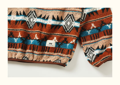 Fair Isle Lamb-Wool Stand-Collar Half-Zip Sweater – Loose Fit Unisex