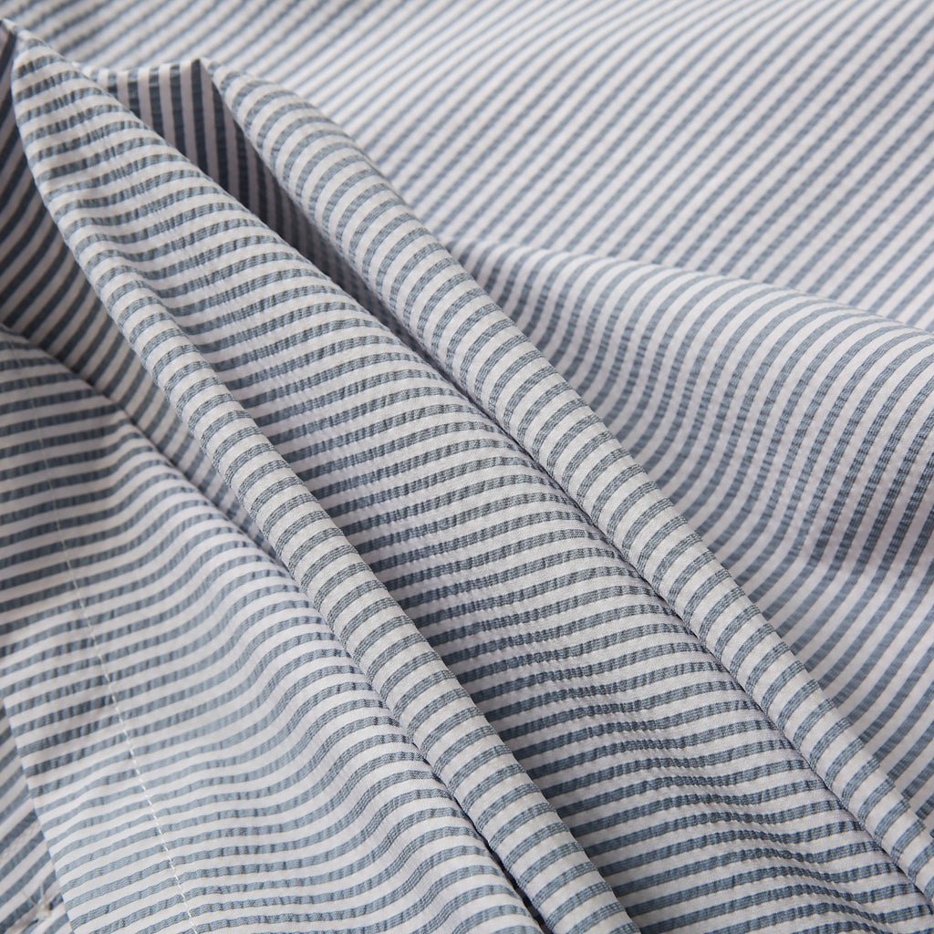 Bubble Gauze Texture 7A Antibacterial Cool Summer Men's Cuban Collar Striped Short Sleeve Shirt Top