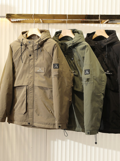 Men's Plus Size Cold-Resistant Hooded Cotton Jacket - Winter Thickened Windproof Warm Export Overstock Workwear Coat