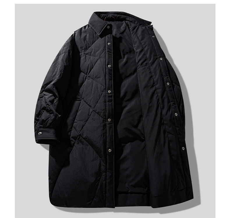 Belgium High-End 85% Duck Down Mid-Length Jacket - Mature Style Winter Coat (Men)