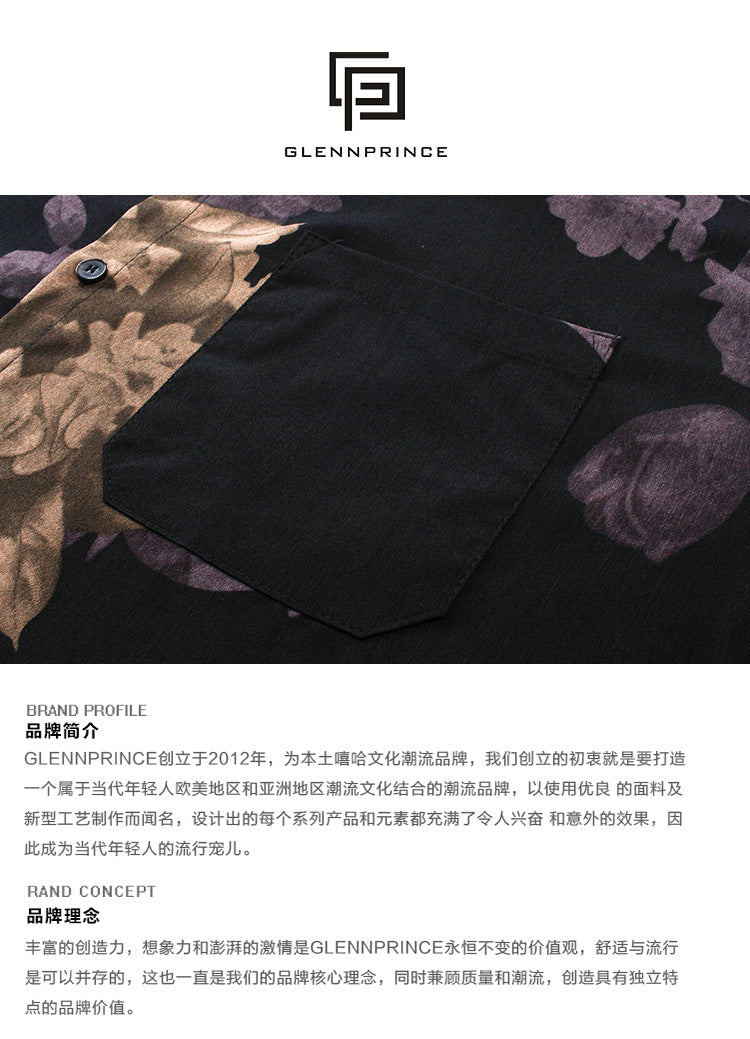 Thai Retro Baroque Short Sleeve Floral Shirt for Men Summer Beach Cool Casual Shirt Top