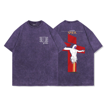 Evangelion Lilith T-Shirt - Washed Vintage Anime Cotton Tee (Unisex)