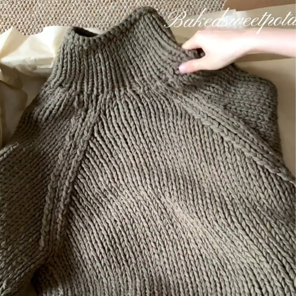 Retro Mustard Green Cable-Knit Half-Turtleneck Cardigan – High-Grade Cozy Luxe for Women