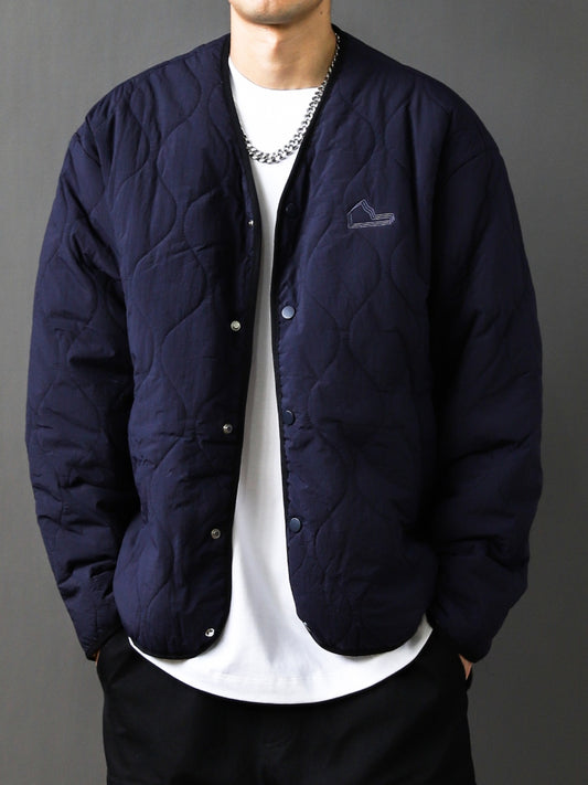 Japanese-Retro Diamond Patch Cotton Jacket – V-Neck Loose Autumn/Winter Fit (Unisex)