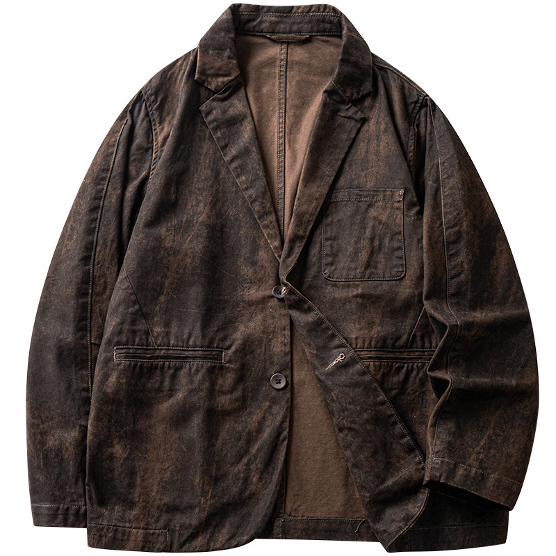 Gao Zhiya” Washed Notch-Lapel Blazer – Retro American Loose Fit Suit Jacket (Autumn 2025)