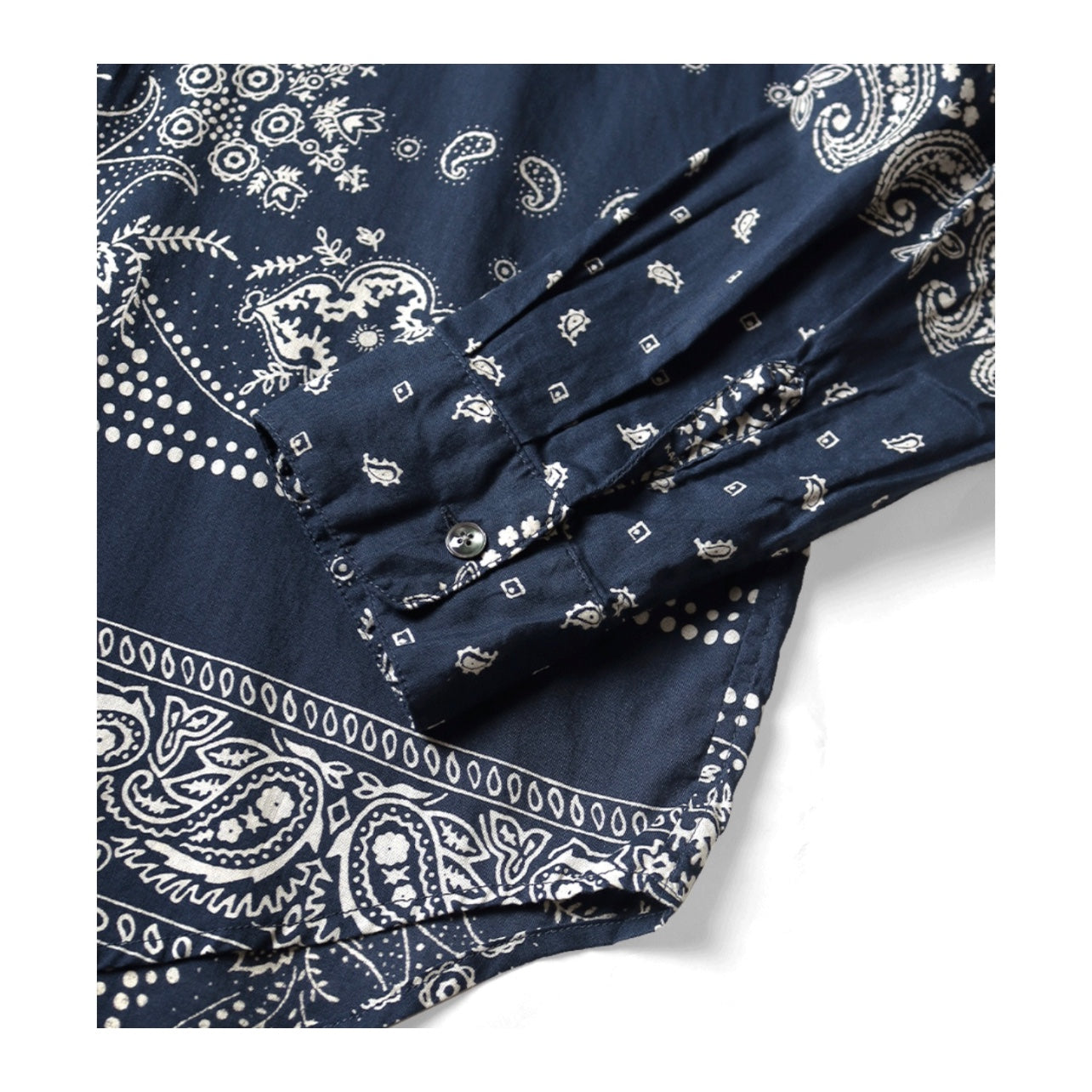 Japanese Style Casual Paisley Breathable Lightweight Turn-Down Collar Loose Long Sleeve Shirt