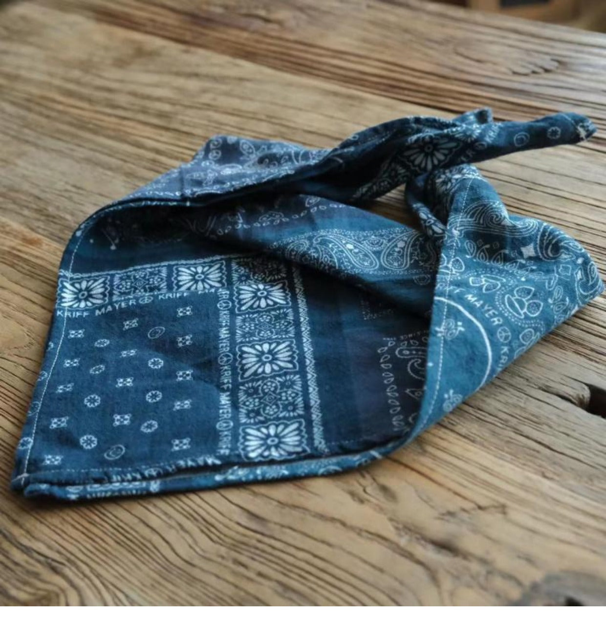 Cashew Flower Patchwork Baijia Cloth Printed Washed Blue Dyed Indigo Square Scarf Handkerchief Headscarf American Retro Motorcycle